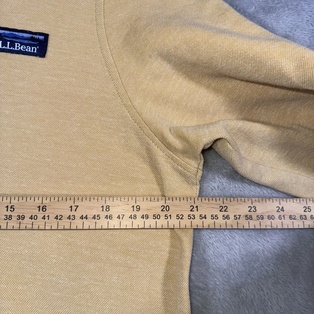 L.L. BEAN Mens 1/4 Zip Pullover High Neck Sweatshirt Yellow Logo Size Medium